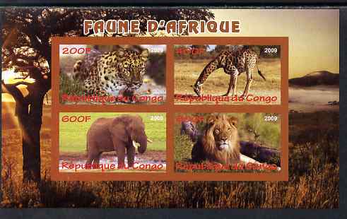 Congo 2009 African Animals imperf sheetlet containing 4 values unmounted mint