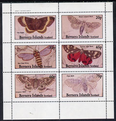 Bernera 1982 Butterflies (Oak Egger,Tiger Moth, Puss Moth etc) perf set of 6 values (15p to 75p) unmounted mint
