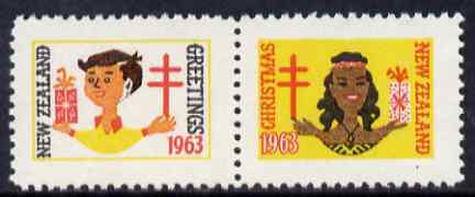 Cinderella - New Zealand 1963 Anti TB labels se-tenant pair unmounted mint 