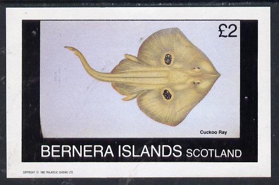 Bernera 1982 Fish (Cuckoo Ray) imperf deluxe sheet (£2 value) unmounted mint