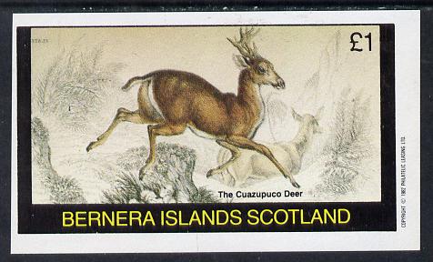 Bernera 1982 Animals (Cuazupuco Deer) imperf souvenir sheet (£1 value) unmounted mint