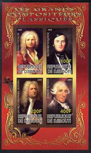 Djibouti 2009 Classic Composers #1 imperf sheetlet containing 4 values unmounted mint