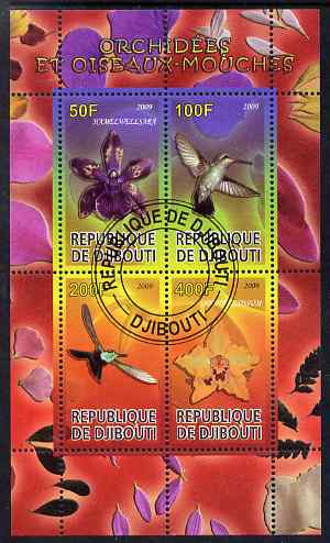 Djibouti 2009 Orchids and Humming Birds #2 perf sheetlet containing 4 values fine cto used