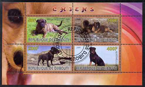 Djibouti 2009 Dogs perf sheetlet containing 4 values fine cto used