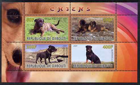 Djibouti 2009 Dogs perf sheetlet containing 4 values unmounted mint