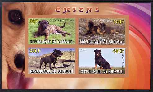 Djibouti 2009 Dogs imperf sheetlet containing 4 values unmounted mint