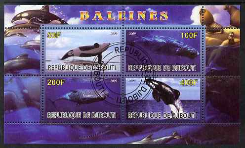 Djibouti 2009 Whales perf sheetlet containing 4 values fine cto used