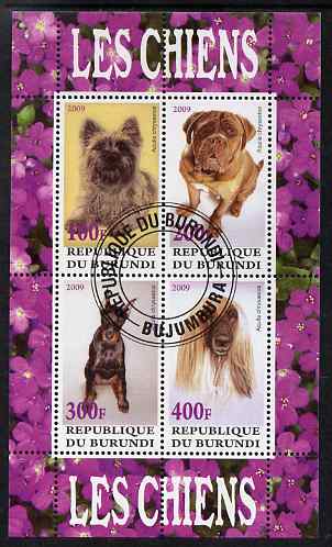 Burundi 2009 Dogs #1 perf sheetlet containing 4 values fine cto used