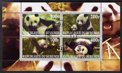 Burundi 2009 Pandas perf sheetlet containing 4 values fine cto used