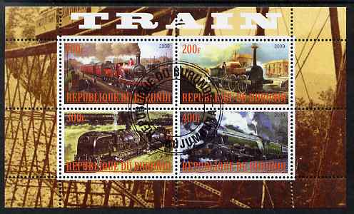 Burundi 2009 Steam Locos #2 perf sheetlet containing 4 values fine cto used