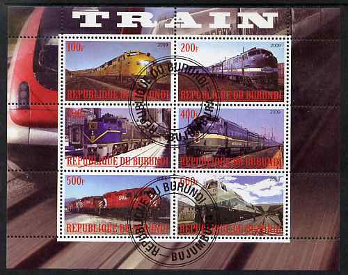 Burundi 2009 Diesel Locos perf sheetlet containing 6 values fine cto used