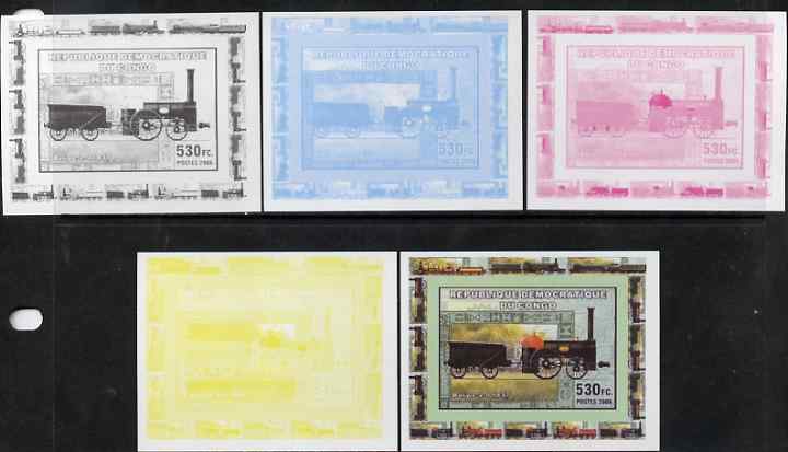 Congo 2006 Transport - British Steam Locos #1 - Bury 2-2-0 individual deluxe sheet - the set of 5 imperf progressive proofs comprising the 4 individual colours plus all 4-colour composite, unmounted mint 