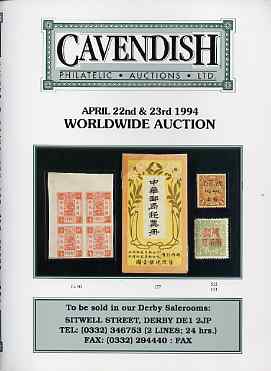 Auction Catalogue - China - Cavendish 22-23 Apr 1994 - incl the Geoff Riddle coll - catalogue only