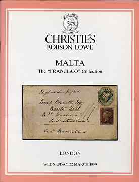 Auction Catalogue - Malta - Christie's 22 Mar 1989 - the Francisco coll - with prices realised
