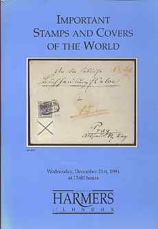 Auction Catalogue - World - Harmers 21 Dec 1994 - Important Stamps & Covers - catalogue only
