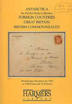 Auction Catalogue - Antarctica - Harmers 1 Dec 1993 - incl the Dudley Styles coll - with prices realised (some ink notations)