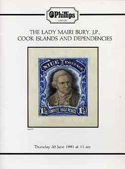 Auction Catalogue - Cook Islands - Phillips 20 June 1991 - the Lady Mairi Bury JP - catalogue only
