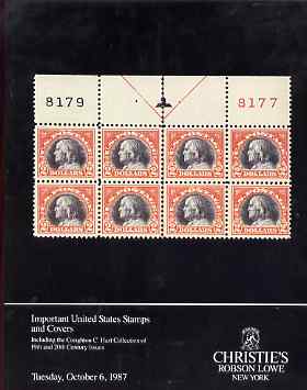 Auction Catalogue - United States - Christie's Robson Lowe 6 Oct 1987 - incl the Creighton C Hart coll - with prices realised