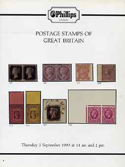 Auction Catalogue - GB Great Britain - Phillips 2 Sept 1993 - with prices realised