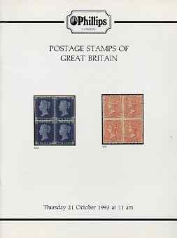 Auction Catalogue - GB Great Britain - Phillips 21 Oct 1993 - with fine Line Engraved etc - catalogue only (some ink notations)