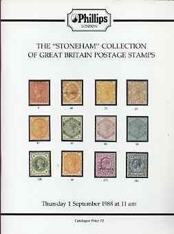 Auction Catalogue - GB Great Britain - Phillips 1 Sept 1988 - with the Stoneham coll - catalogue only