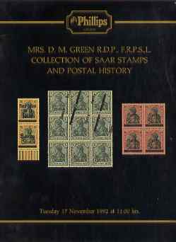 Auction Catalogue - Saar - Phillips 17 Nov 1992 - the D M Green coll - catalogue only 