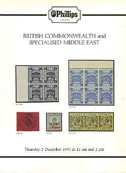 Auction Catalogue - Middle East - Phillips 5 Dec 1991 - with prices realised (some ink notations)