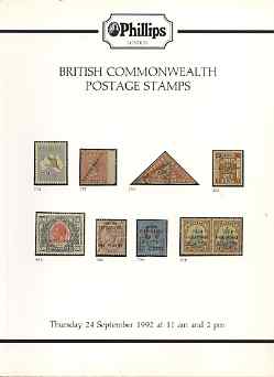 Auction Catalogue - Britsh Commonwealth - Phillips 24 Sept 1992 - the R C Alcock stock - catalogue only (some ink notations)