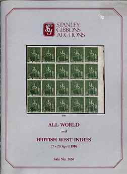 Auction Catalogue - British West Indies - Stanley Gibbons 27-8 Apr 1988 - plus All World sale - with prices realised (few ink notations)