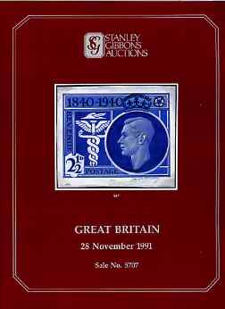 Auction Catalogue - GB Great Britain - Stanley Gibbons 28 Nov 1991 - incl KG6 & QEII varieties - with prices realised (few ink notations)