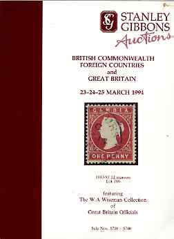 Auction Catalogue - GB Great Britain - Stanley Gibbons 23-5 Mar 1994 - incl the Wiseman coll of Officials (plus Commonwealth & Foreign) - with prices realised