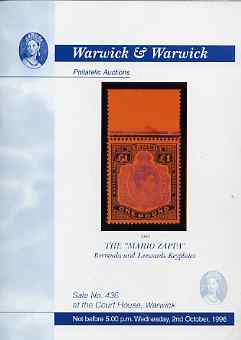 Auction Catalogue - Bermuda & Leeward Keyplates - Warwick & Warwick,2 Oct 1996 - the Mario Zappa collection - catalogue only