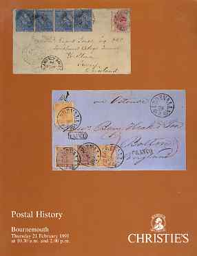 Auction Catalogue - Postal History - Christie's 21 Feb 1991 - items from the Ian T Hamilton, F E Dixon and John O Griffiths collections - with prices realised