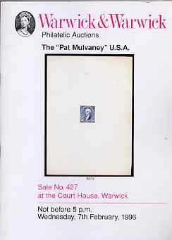 Auction Catalogue - United States - Warwick & Warwick 7 Feb 1996 - the Pat Mulvaney coll - catalogue only