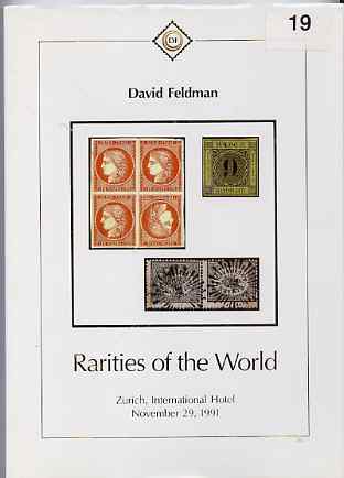 Auction Catalogue - Rarities of the World - David Feldman 29 November 1991 - Hardbound catalogue only