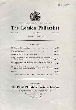Literature - London Philatelist Vol 82 Number 0967 dated July 1973 - with articles relating to Victoria, De La Rue Proofs, GB Great Britain Line Engraved & Embossed