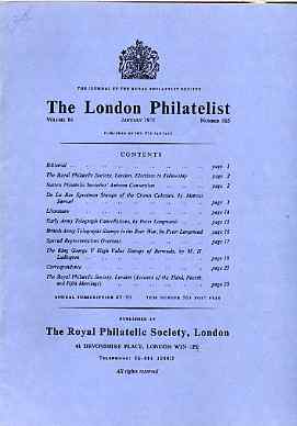 Literature - London Philatelist Vol 84 Number 0985 dated Jan 1975 - with articles relating to De La Rue Specimens, Army Telegraphs & Bermuda