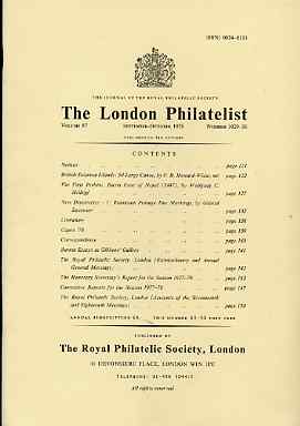 Literature - London Philatelist Vol 87 Number 1029-30 dated Sept-Oct 1978 - with articles relating to British Solomon Islands, Perkins Bacon, Nepal, Rumania & Burma