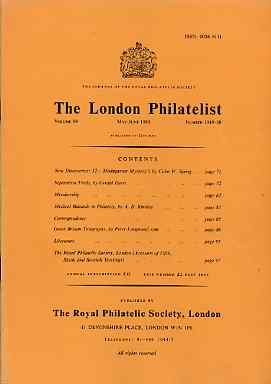 Literature - London Philatelist Vol 89 Number 1049-50 dated May-June 1980 - with articles relating to Medical & GB Great Britain Telegraphs