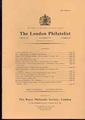 Literature - London Philatelist Vol 102 Number 1211 dated December 1993 - with articles relating to Gibraltar & China