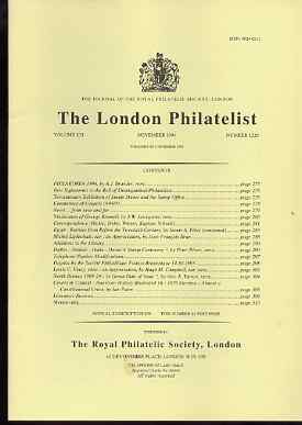 Literature - London Philatelist Vol 103 Number 1220 dated November 1994 - with articles relating to Egypt, India Dutia & North Borneo