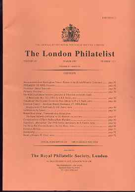 Literature - London Philatelist Vol 104 Number 1223 dated March 1995 - with articles relating to Somaliland, British West Africa (The Royal Collection), Yugoslavia & De La Rue