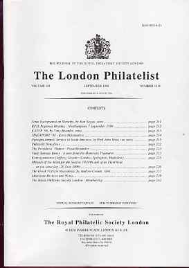 Literature - London Philatelist Vol 105 Number 1238 dated September 1996 - with articles relating to Panagra Airmails & Greek Posts in Macedonia