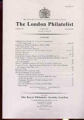 Literature - London Philatelist Vol 110 Number 1283 dated March 2001 - with articles relating to Postal History Displays, Great Britan (The Royal Collection) & Hungary