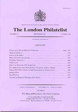 Literature - London Philatelist Vol 110 Number 1298 dated September 2002 - with articles relating to Hong Kong & Sudan