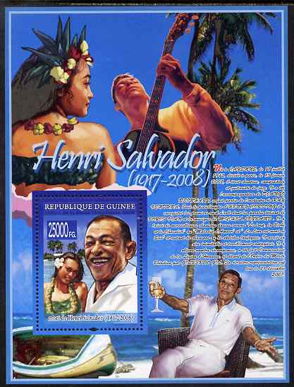 Guinea - Conakry 2008 Death of Henri Salvador perf s/sheet unmounted mint, Michel BL1555