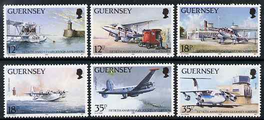 Guernsey 1989 50th Anniversary of Guernsey Airport & 201 Squadron set of 6 unmounted mint, SG 456-61