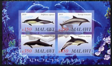 Malawi 2010 Dolphins imperf sheetlet containing 4 values unmounted mint