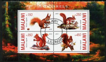 Malawi 2010 Squirrels perf sheetlet containing 4 values fine cto used
