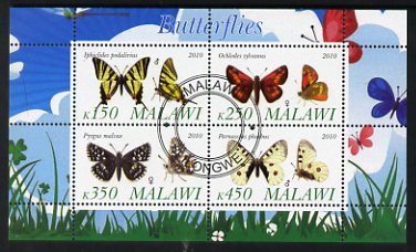 Malawi 2010 Butterflies #1 perf sheetlet containing 4 values fine cto used